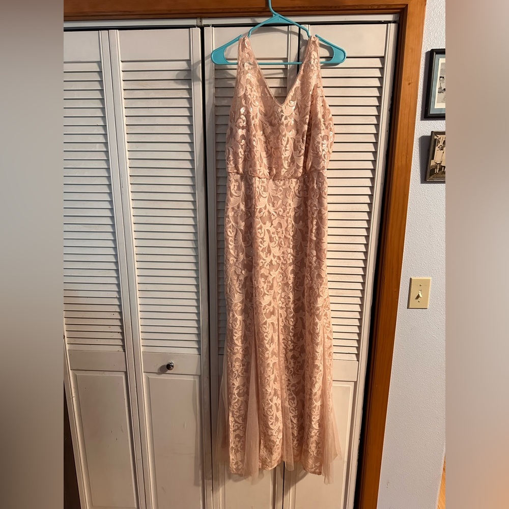 Stunning blush pink sequin Adrianna Papell gown